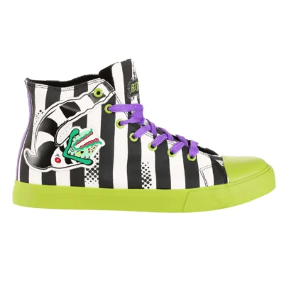 Ground Up Unisex Beetlejuice Black And White Striped Sneakers -Fun Costumes Store beetlejuice striped unisex sneakers alt 2