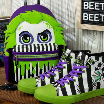Ground Up Unisex Beetlejuice Black And White Striped Sneakers -Fun Costumes Store beetlejuice striped unisex sneakers alt 5