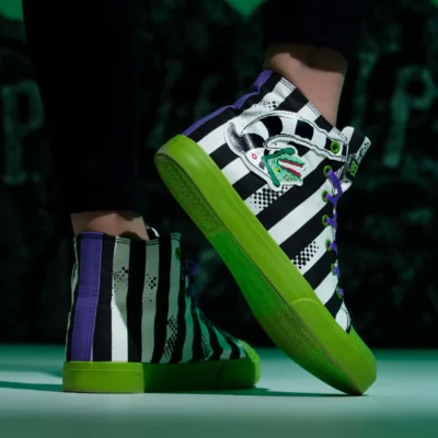 Ground Up Unisex Beetlejuice Black And White Striped Sneakers -Fun Costumes Store beetlejuice striped unisex sneakers alt 8
