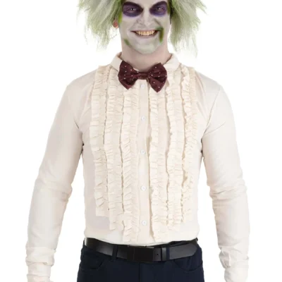 Savvy Garments Men's Beetlejuice Wedding Suit Shirt And Bow Tie
