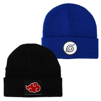 Bioworld Merchandising / Independent Sales Naruto Hidden Leaf Village & Akatsuki Set Of 2 Combo Cuff Beanies