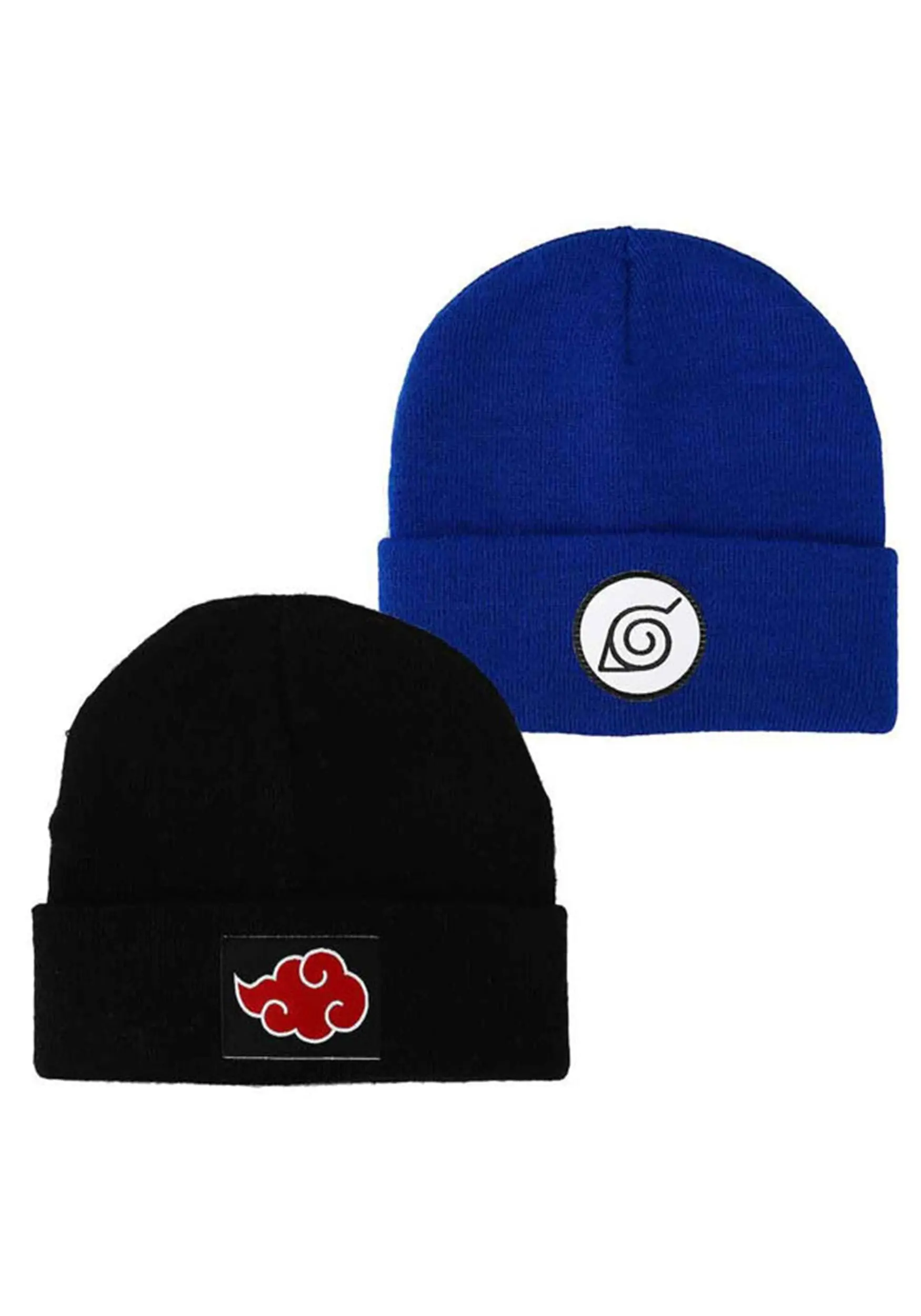 Bioworld Merchandising / Independent Sales Naruto Hidden Leaf Village & Akatsuki Set Of 2 Combo Cuff Beanies 3 Bioworld Merchandising / Independent Sales Naruto Hidden Leaf Village & Akatsuki Set Of 2 Combo Cuff Beanies
