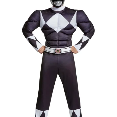 Disguise Power Rangers Black Ranger Men's Muscle Costume 8 Disguise Power Rangers Black Ranger Men's Muscle Costume -Fun Costumes Store power rangers mens black ranger muscle costume alt 2