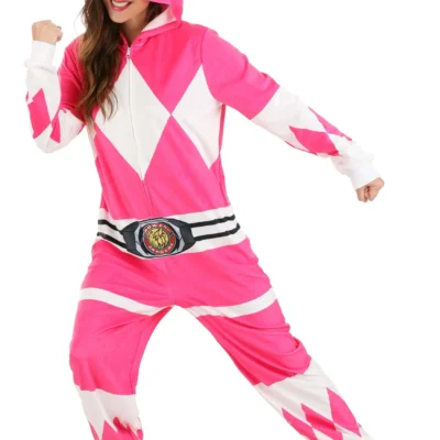 BigWan Apparel Co. Power Rangers Pink Ranger Hooded Union Suit For Adults 11 BigWan Apparel Co. Power Rangers Pink Ranger Hooded Union Suit For Adults -Fun Costumes Store power rangers pink ranger hooded union suit alt 2