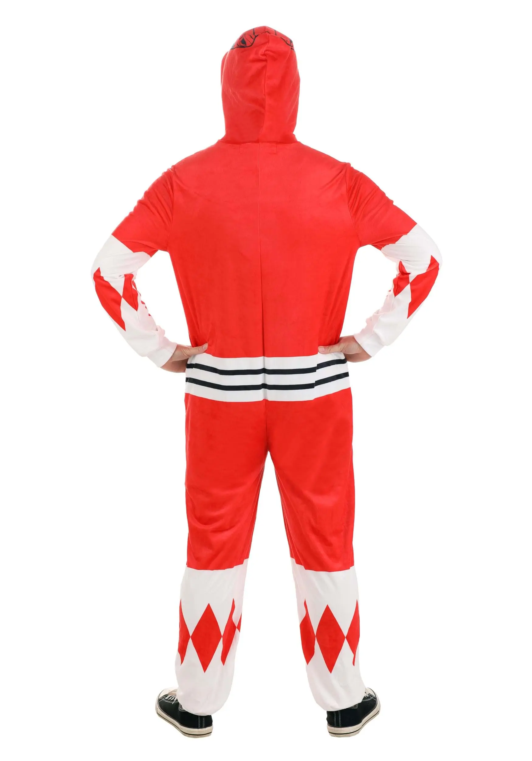 BigWan Apparel Co. Adult Power Rangers Red Ranger Hooded Union Suit 4 BigWan Apparel Co. Adult Power Rangers Red Ranger Hooded Union Suit - Image 2