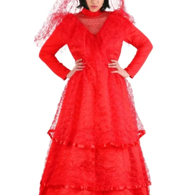 Fun Costumes Red Gothic Wedding Dress Costume -Fun Costumes Store womens red gothic wedding dress alt 7